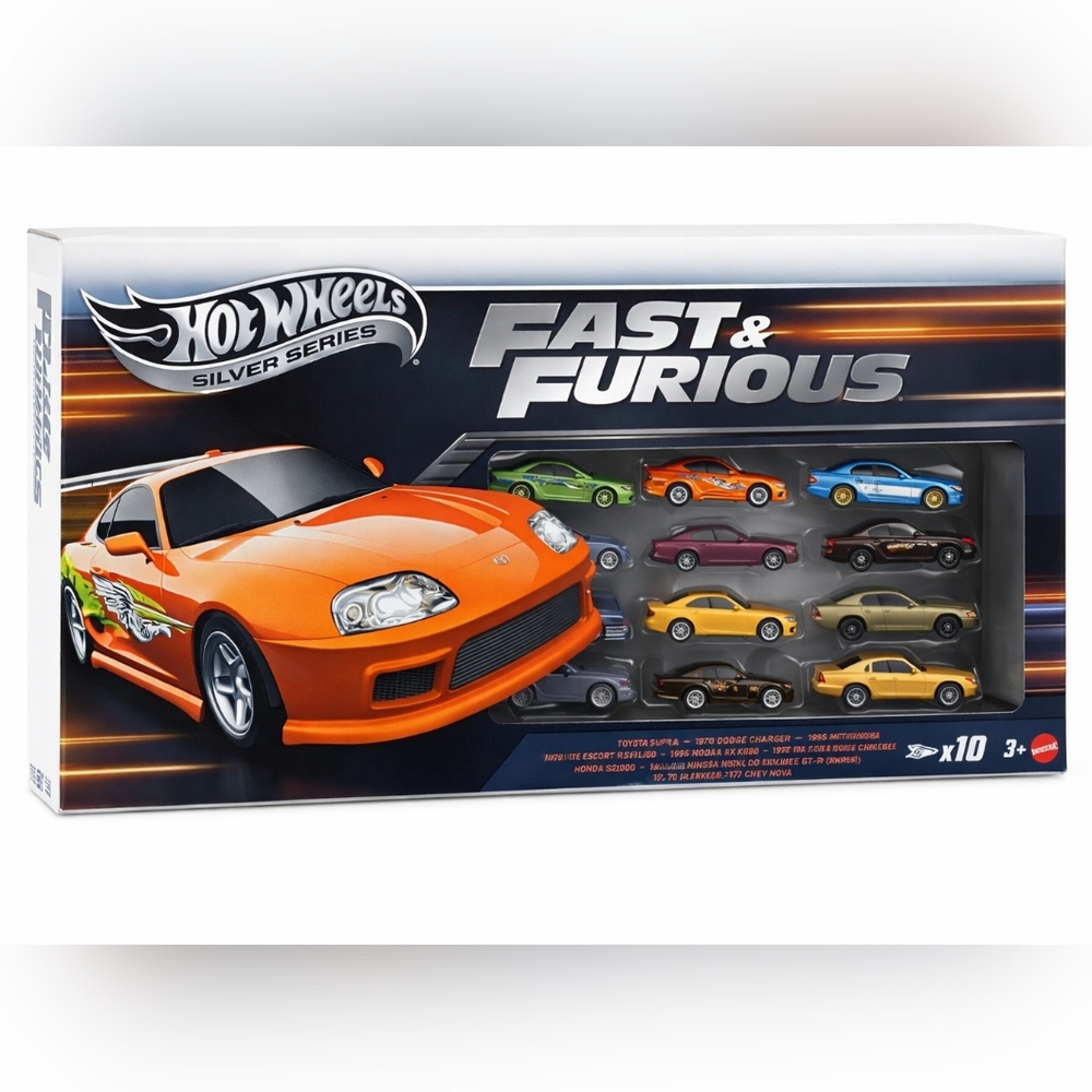Hot Wheels Fast & Furious Silver Series 2025 10 Car Set Sealed Box JCT92